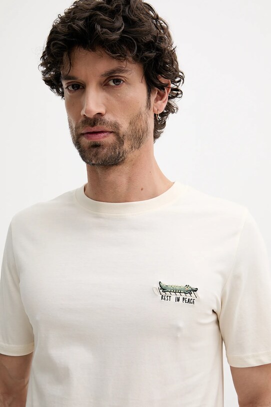Lindbergh t-shirt bawełniany beżowy 30.400235.FADED.STONE