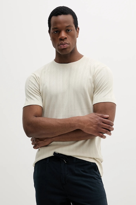 Bavlnené tričko Lindbergh relaxed béžová 30.400315.LT.STONE