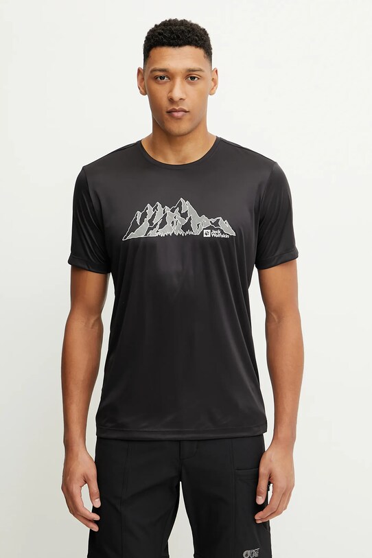 Jack Wolfskin tricou sport Peak Graphic negru A63269