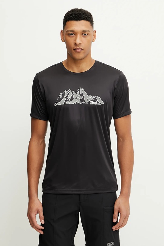 Jack Wolfskin t-shirt sportowy Peak Graphic czarny A63269