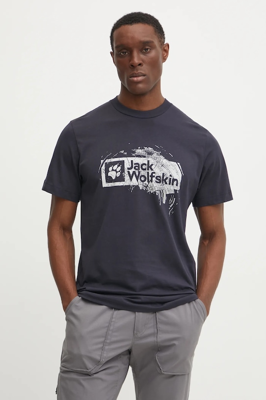 Jack Wolfskin tricou Brand print bleumarin A64116