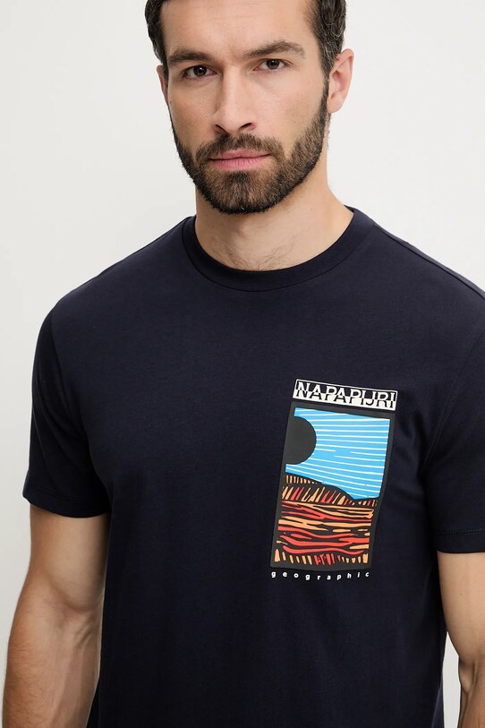 Napapijri t-shirt bawełniany S-Valdor granatowy NP0A4IE61761