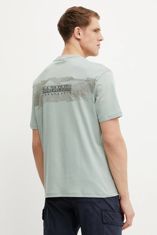 Napapijri t-shirt bawełniany S-Vanni nadruk zielony NP0A4IEDG1X1