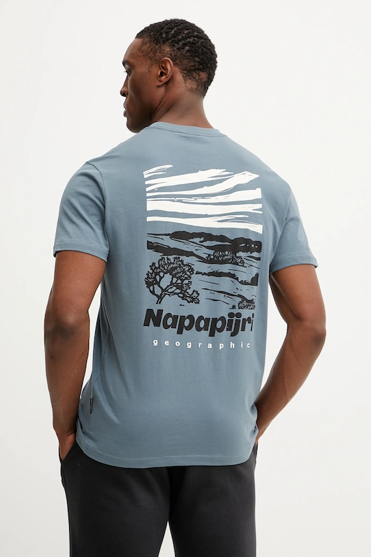 Napapijri t-shirt bawełniany S-Vignoni nadruk niebieski NP0A4ILXG1Y1