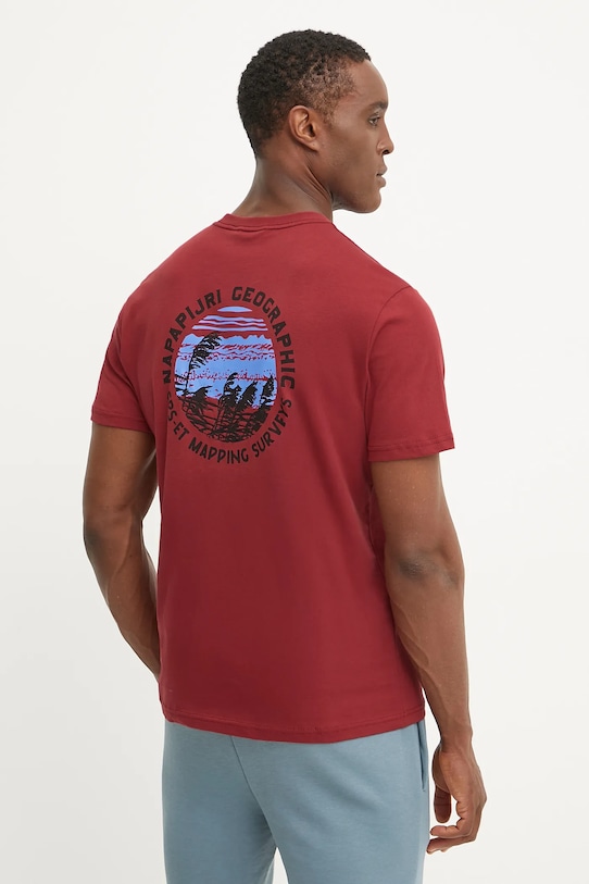 Napapijri tricou din bumbac S-Vignoni print burgundia NP0A4ILXR1E1