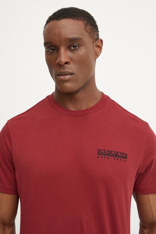 Napapijri tricou din bumbac S-Vignoni burgundia NP0A4ILXR1E1