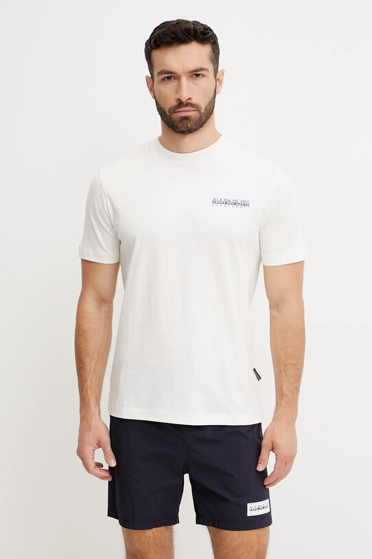 Napapijri t-shirt bawełniany S-Sovana nadruk biały NP0A4IE42061