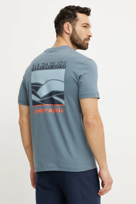 Napapijri t-shirt bawełniany S-Sovana nadruk niebieski NP0A4IE4G1Y1