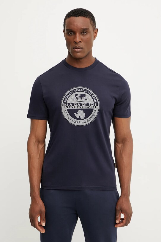 Napapijri tricou din bumbac S-Bollo print bleumarin NP0A4I3C1761