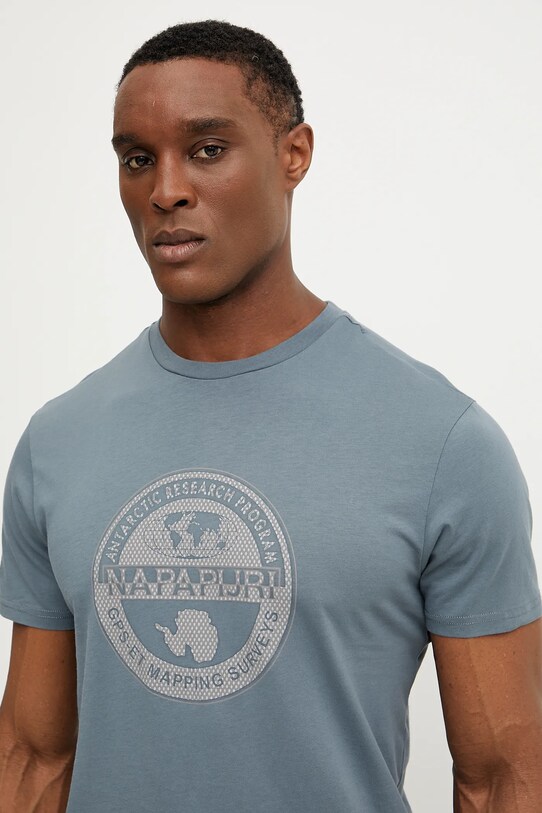Napapijri t-shirt bawełniany S-Bollo szary NP0A4I3CG1Y1