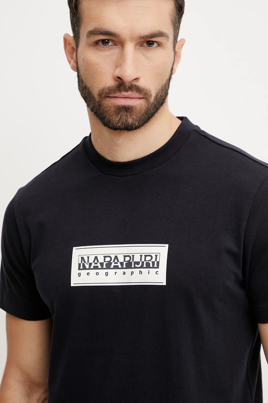 Napapijri t-shirt bawełniany S-Box czarny NP0A4I3L0411