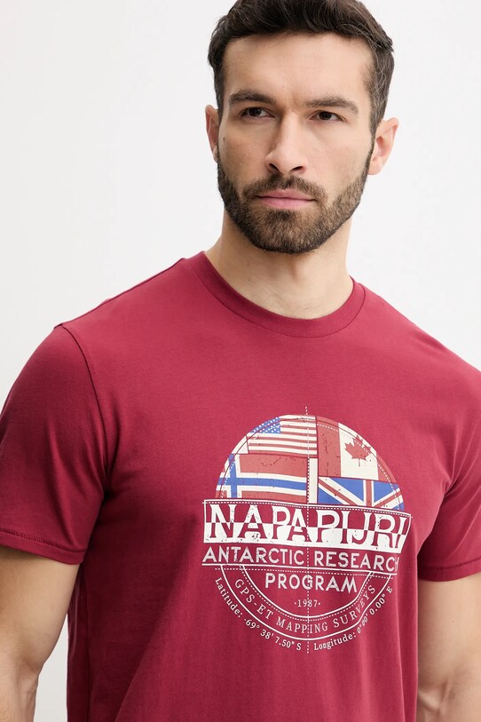 Napapijri tricou din bumbac S-Turin 1 burgundia NP0A4HQGR1E1