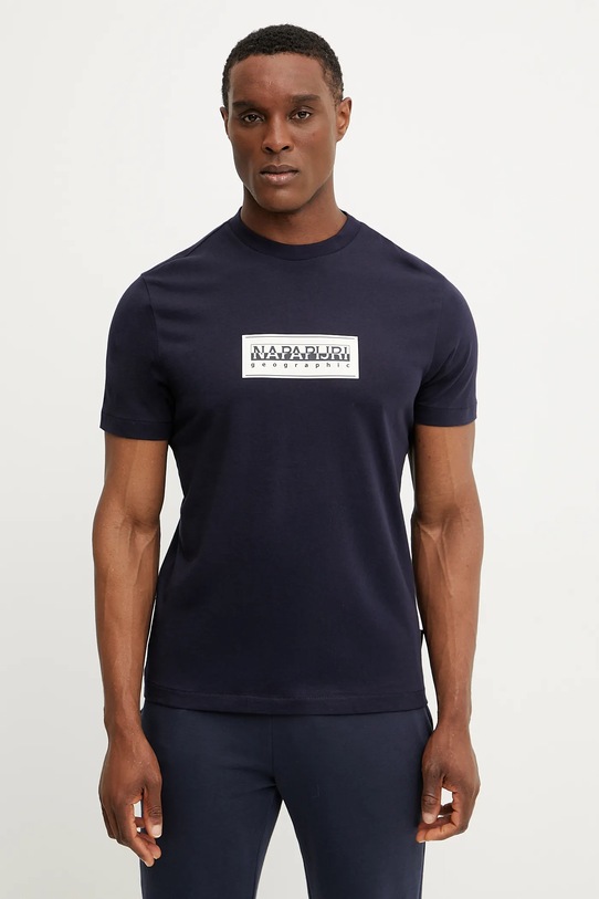 Napapijri tricou din bumbac S-Box print bleumarin NP0A4I3L1761