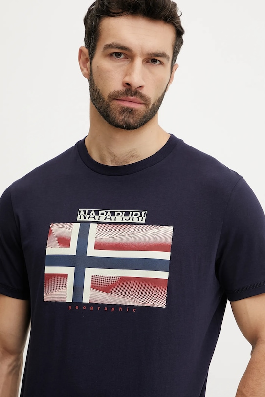 Pamučna majica Napapijri S-Lari mornarsko plava NP0A4IE51761