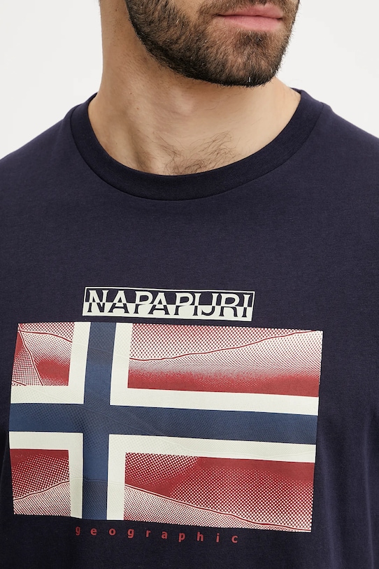 Pamučna majica Napapijri S-Lari NP0A4IE51761 mornarsko plava
