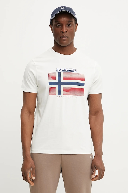 Napapijri t-shirt bawełniany S-Lari nadruk biały NP0A4IE52061