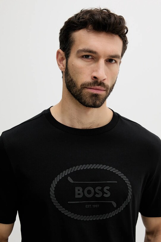 Oblečenie Bavlnené tričko BOSS Green 50537825 čierna