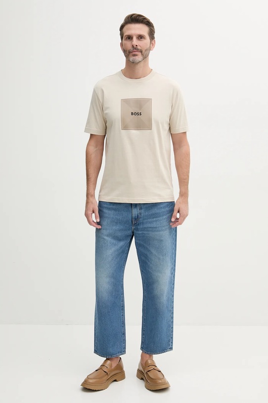 Бавовняна футболка BOSS Green 50538096 бежевий SS25