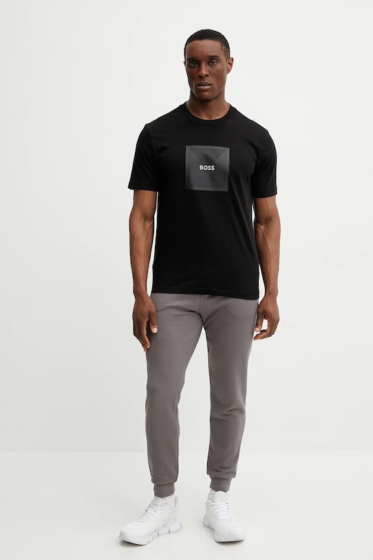 Bavlnené tričko BOSS Green 50538096 čierna SS25