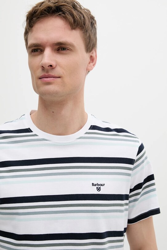 Barbour t-shirt bawełniany Houstead Stripe Tailored Fit T-Shirt biały MTS1392