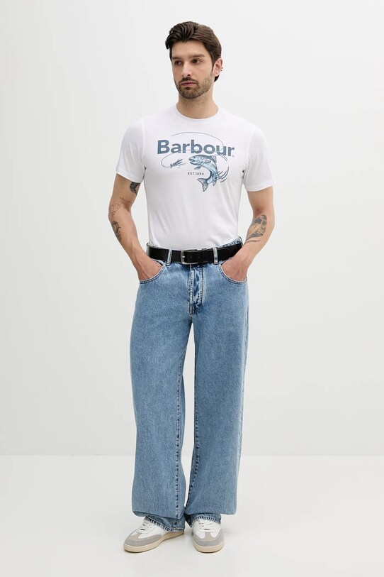 Barbour tricou din bumbac Lydd Graphic T-Shirt MTS1396 alb SS25