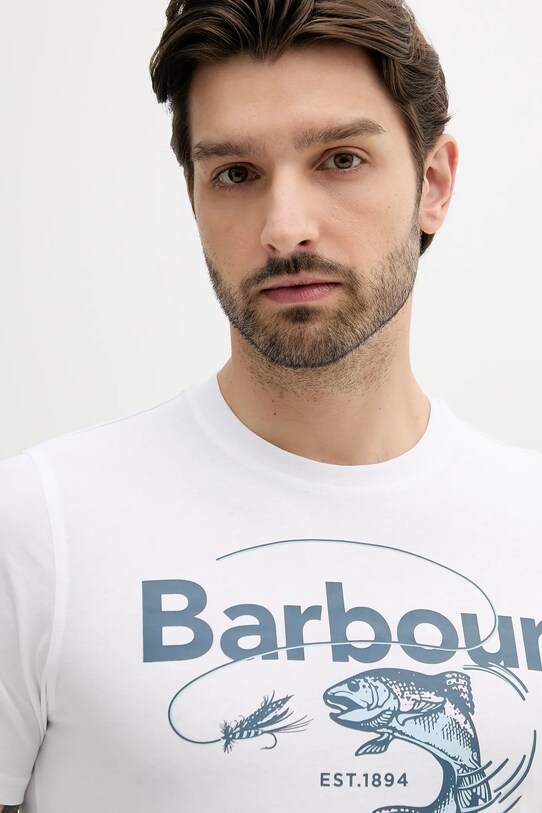 Barbour t-shirt bawełniany Lydd Graphic T-Shirt biały MTS1396