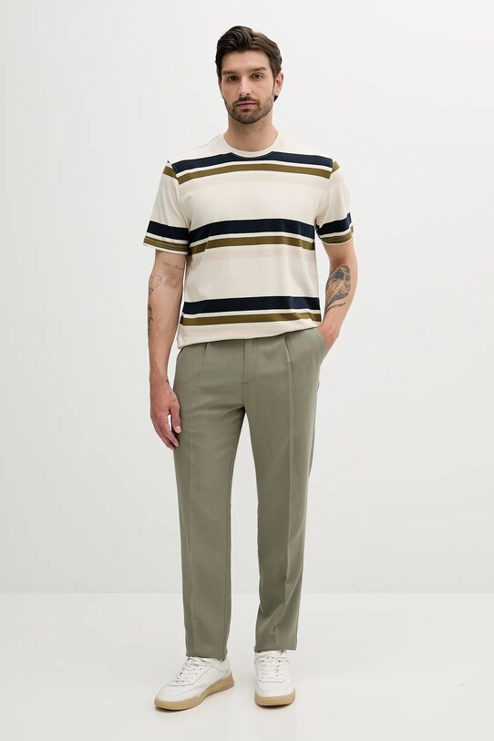 Barbour tricou din bumbac Golborne Stripe Relaxed Fit T-Shirt MTS1409 bej SS25