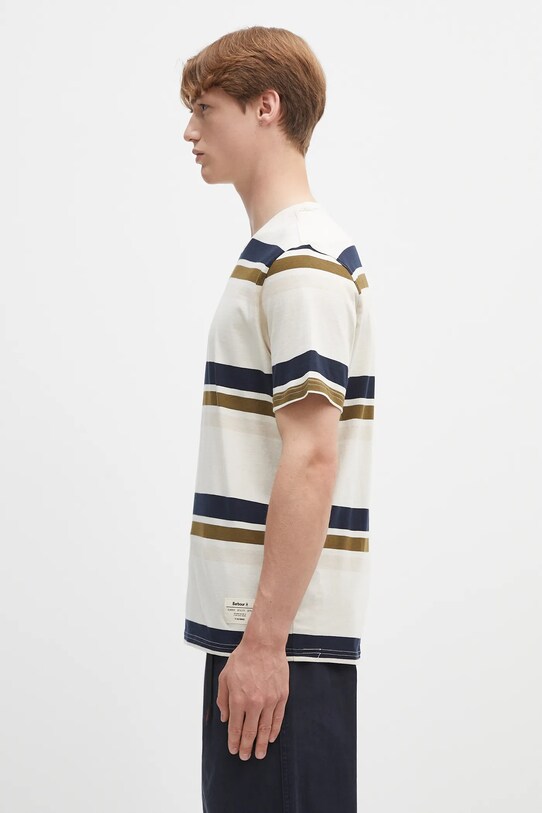 Barbour t-shirt bawełniany Golborne Stripe Relaxed Fit T-Shirt MTS1409 beżowy SS25