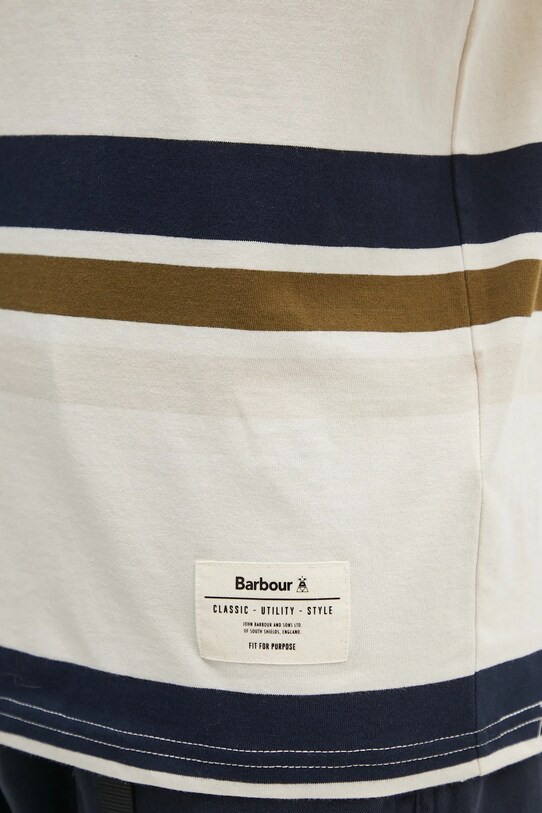 Barbour t-shirt bawełniany Golborne Stripe Relaxed Fit T-Shirt beżowy MTS1409