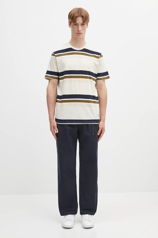 Barbour t-shirt bawełniany Golborne Stripe Relaxed Fit T-Shirt MTS1409 beżowy