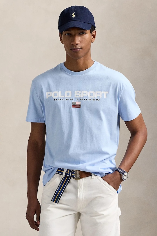 Бавовняна футболка Polo Ralph Lauren бавовна блакитний 710880627