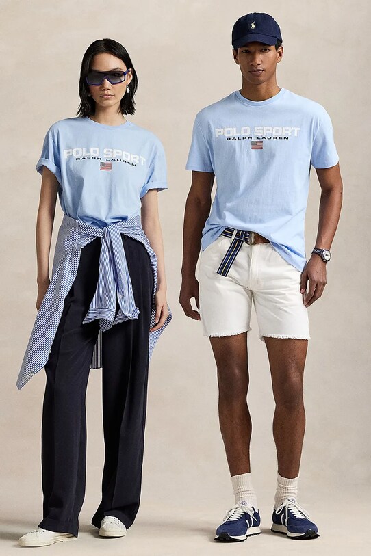 Памучна тениска Polo Ralph Lauren син 710880627