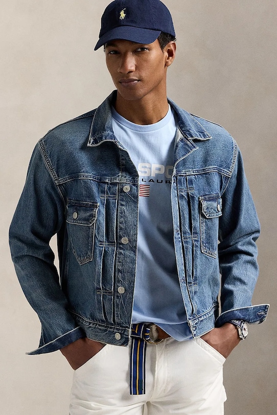 Бавовняна футболка Polo Ralph Lauren 710880627 блакитний