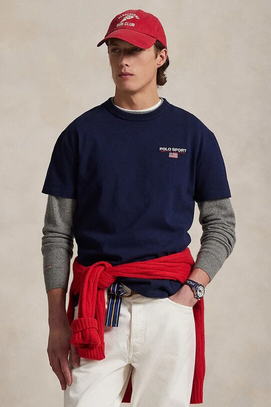 Polo Ralph Lauren t-shirt in cotone semplice blu navy 710969043