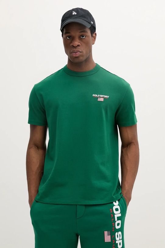 Bavlnené tričko Polo Ralph Lauren jednofarebný zelená 710969043