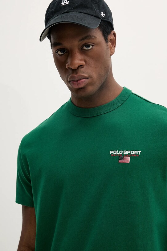 Βαμβακερό μπλουζάκι Polo Ralph Lauren πράσινο 710969043