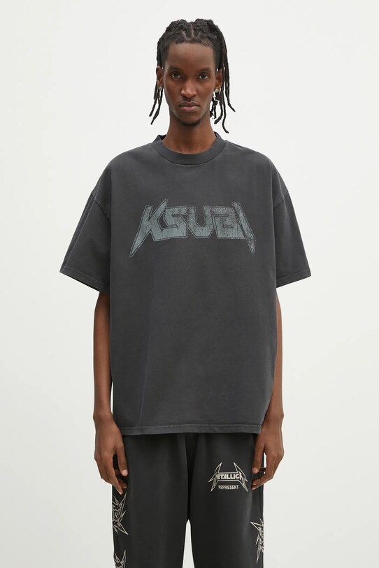 KSUBI t-shirt bawełniany Electric Ekcess nadruk szary MPS25TE009