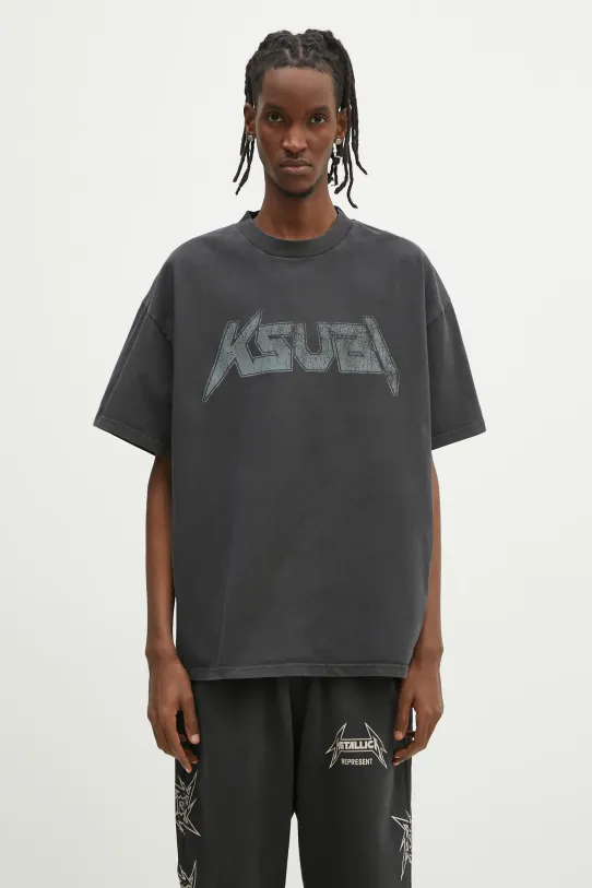 Bavlněné tričko KSUBI Electric Ekcess relaxed šedá MPS25TE009