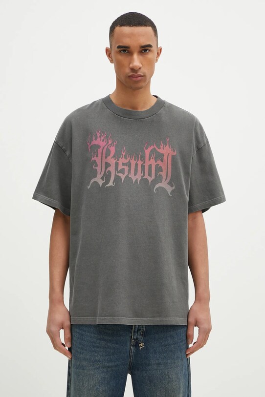 KSUBI t-shirt bawełniany Fuego Ekcess nadruk szary MPS25TE026