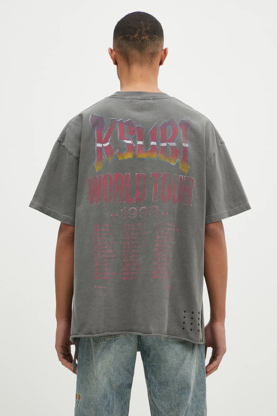 Îmbrăcăminte KSUBI tricou din bumbac Global Ekcess MPS25TE016 gri