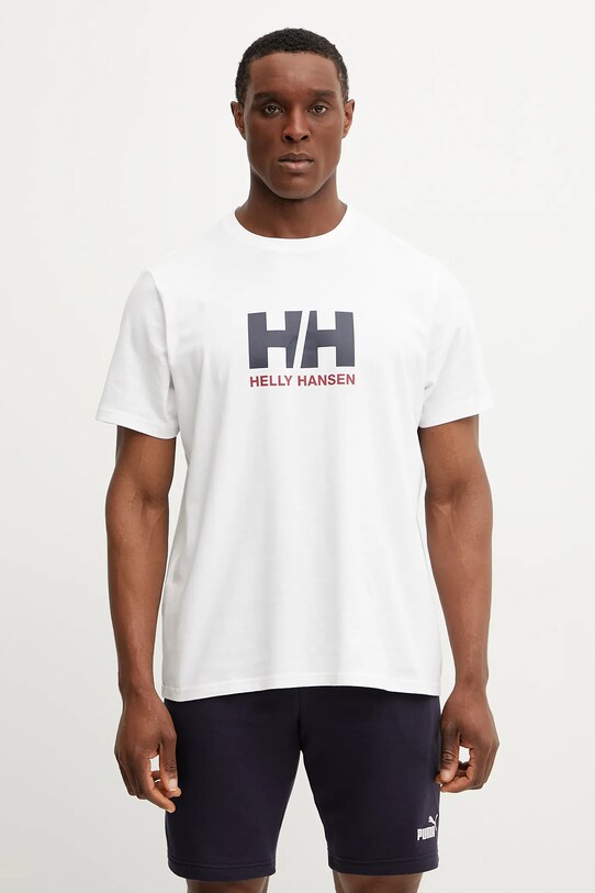 Helly Hansen tricou din bumbac HH LOGO print alb 54596