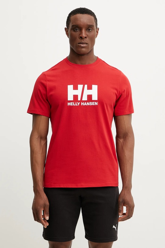 Helly Hansen t-shirt bawełniany HH LOGO nadruk czerwony 54596
