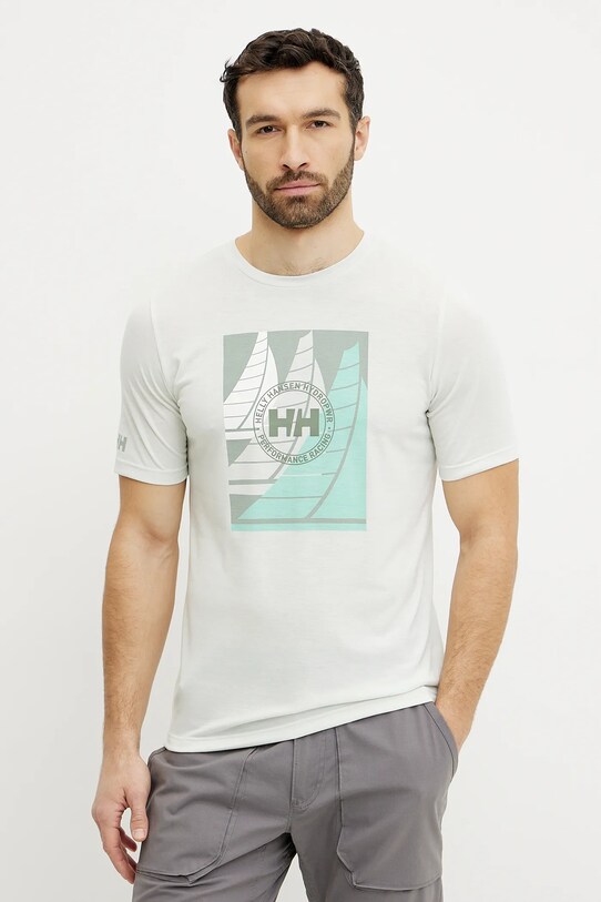 Helly Hansen maglietta sportiva Race Graphic sovrastampa verde 34419