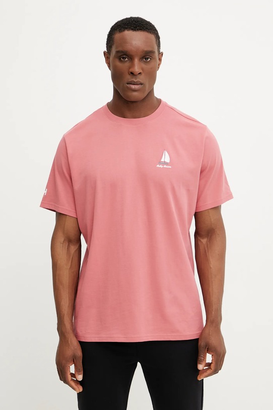 Bavlnené tričko Helly Hansen SHORELINE potlač ružová 54601