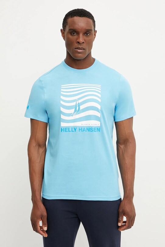 Pamučna majica Helly Hansen SHORELINE pamuk plava 54601
