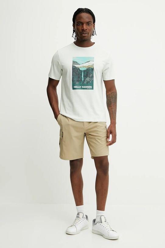 Pamučna majica Helly Hansen MASSIF GRAPHIC 54600 zelena SS25