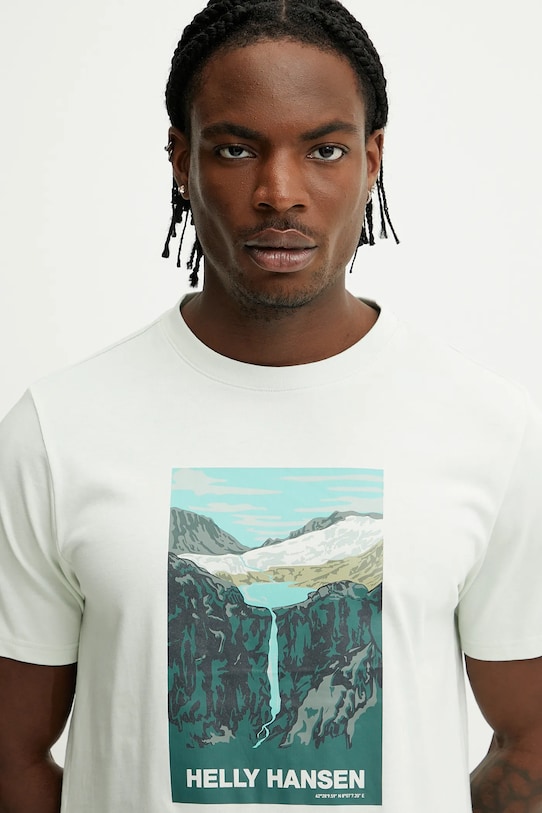 Pamučna majica Helly Hansen MASSIF GRAPHIC zelena 54600