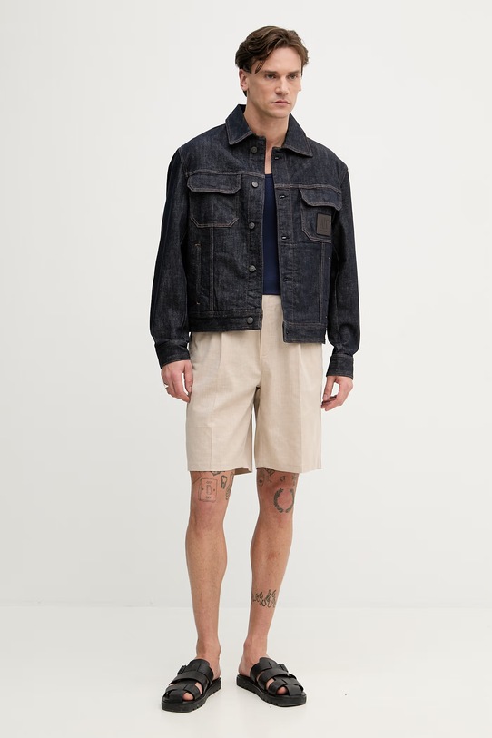 United Colors of Benetton top męski bawełniany z elastanem 3OP82H257 granatowy SS26