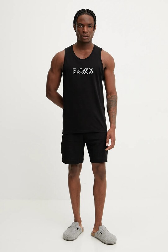BOSS tricou de plajă din bumbac 50491711 negru SS25