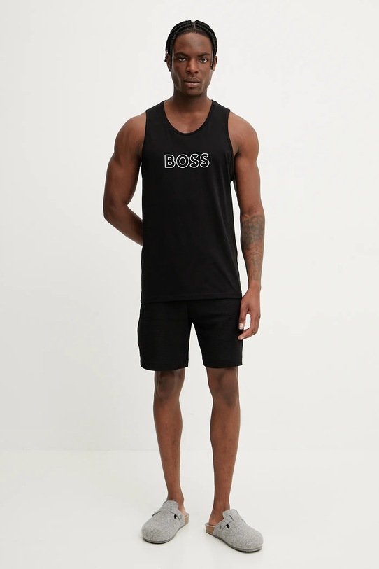 Бавовняна пляжна футболка BOSS 50491711 чорний SS25